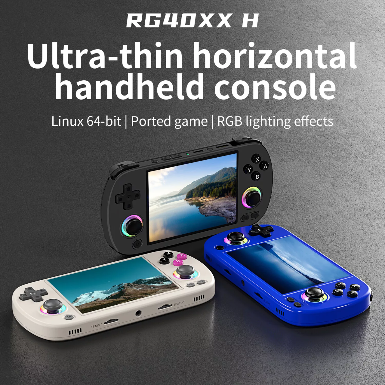 Consola retro portabila ANBERNIC RG40XX H cu jocuri, quad core Cortex-A53 1.5GHz, 1GB LPDDR4, IPS LCD 4" 640x480, 3200 mAh, WiFi 5, Bluetooth 4.2, albastru [8]
