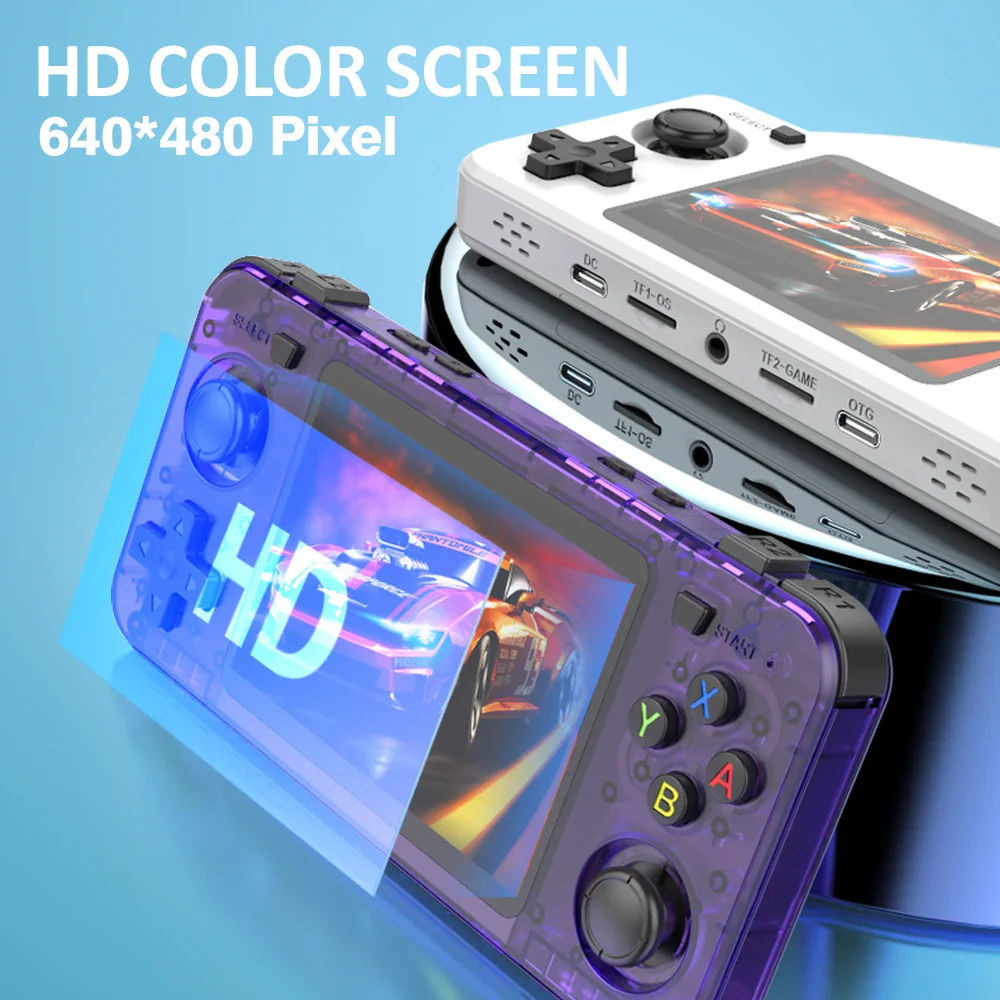 Consola retro portabila R36H 64GB cu jocuri, quad core Cortex-A53 1.5GHz, 1GB DDR3, IPS LCD 3.5" 640x480, 3000 mAh, alb [5]