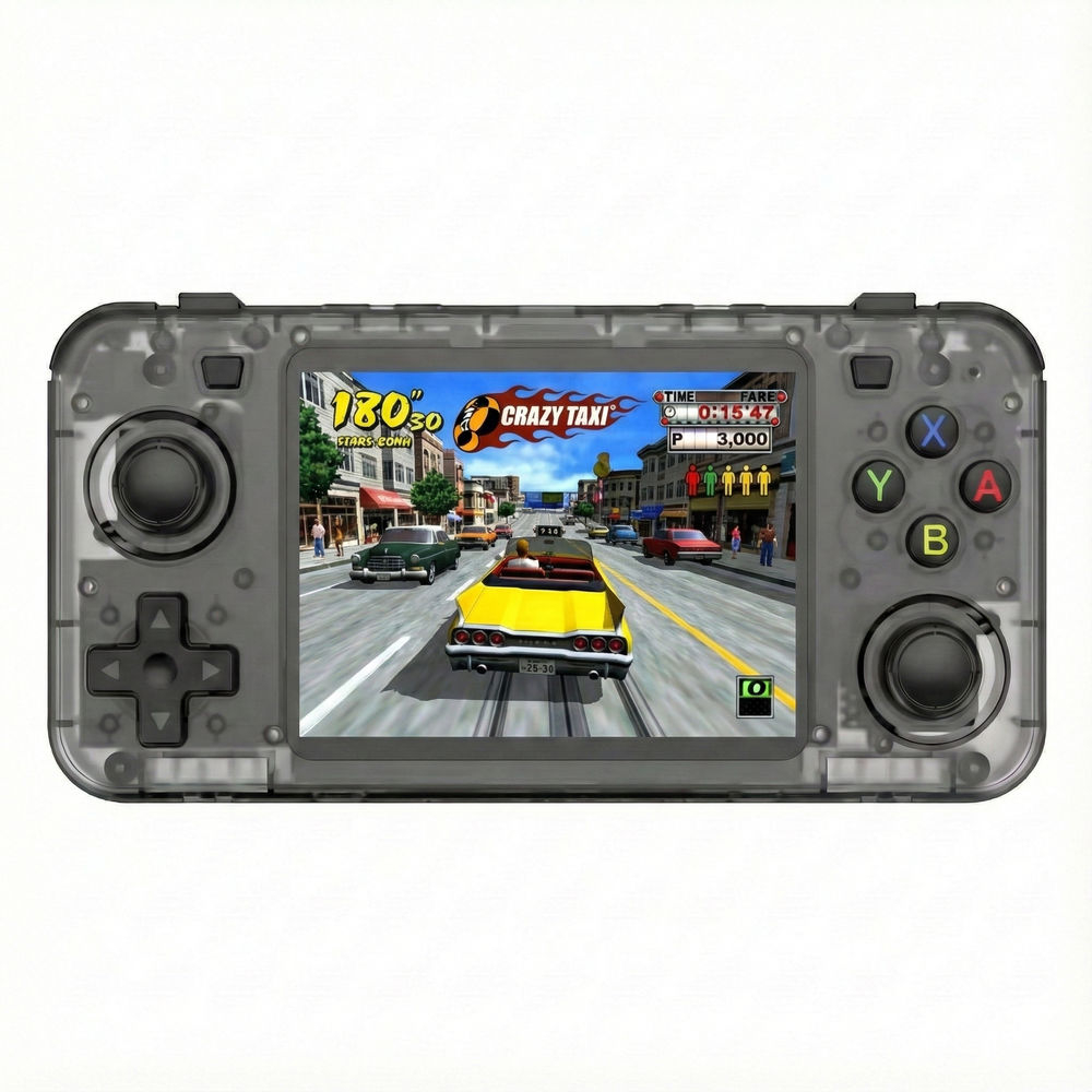 Consola retro portabila R36H 64GB cu jocuri, quad core Cortex-A53 1.5GHz, 1GB DDR3, IPS LCD 3.5" 640x480, 3000 mAh, negru transparent [2]