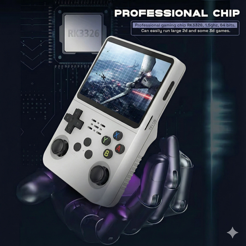 Consola retro portabila R36S 64GB cu jocuri, quad core Cortex-A53 1.5GHz, 1GB DDR3, IPS LCD 3.5" 640x480, 3200 mAh, alb [5]