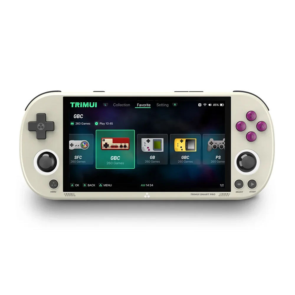 Consola retro portabila TRIMUI Smart Pro cu jocuri, quad core Cortex-A35 1.8GHz, 1GB LPDDR4, IPS LCD 4.96" 1280x720, 5000 mAh, WiFi 5, gri [2]