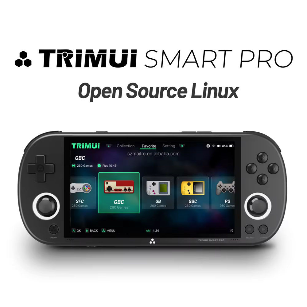 Consola retro portabila TRIMUI Smart Pro cu jocuri, quad core Cortex-A35 1.8GHz, 1GB LPDDR4, IPS LCD 4.96" 1280x720, 5000 mAh, WiFi 5, negru [2]