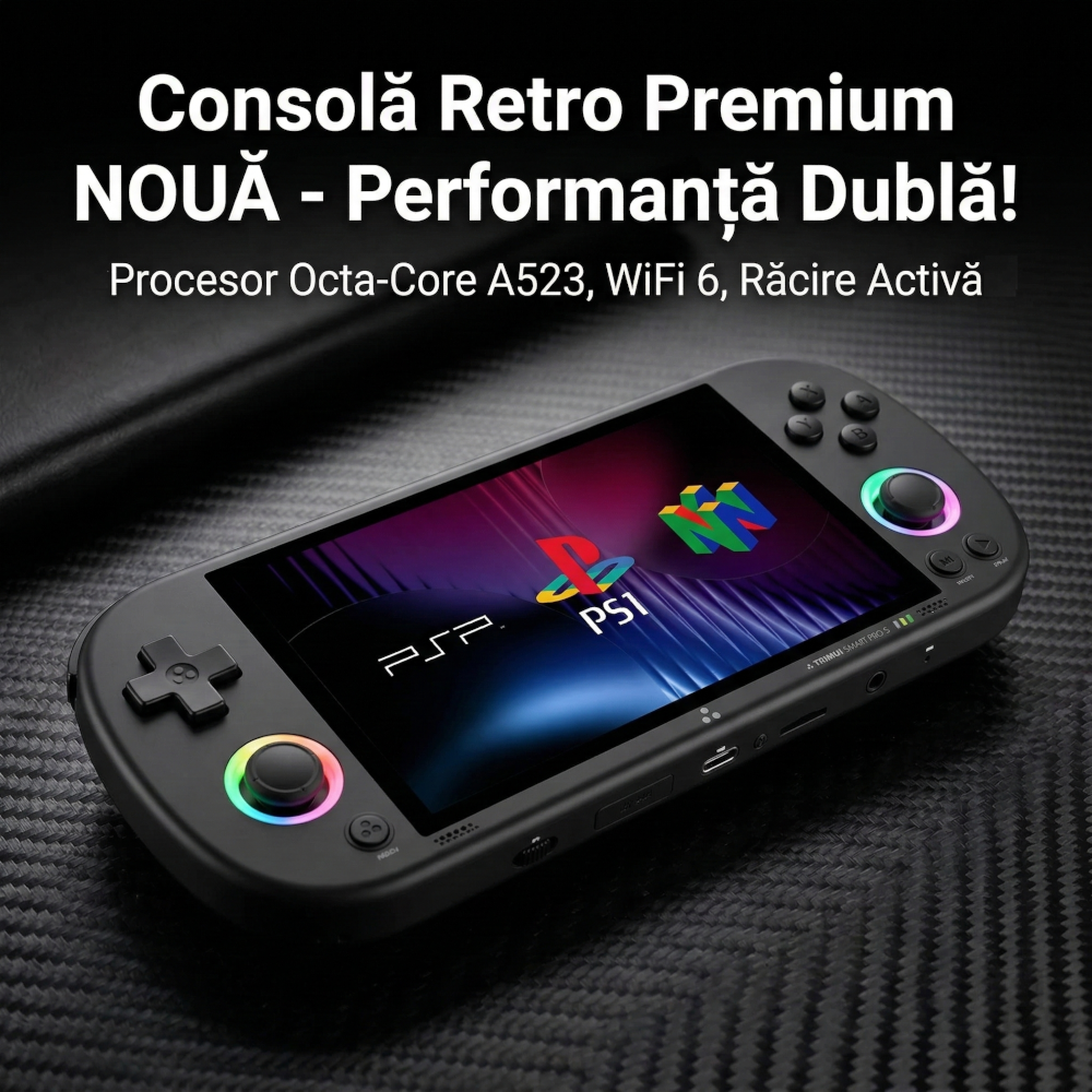 Consola retro portabila TRIMUI Smart Pro S, Allwinner A523 2GHz, 1GB LPDDR4X, IPS LCD 4.96" 1280x720, 5000 mAh, WiFi 6, Bluetooth 5.4, negru [2]