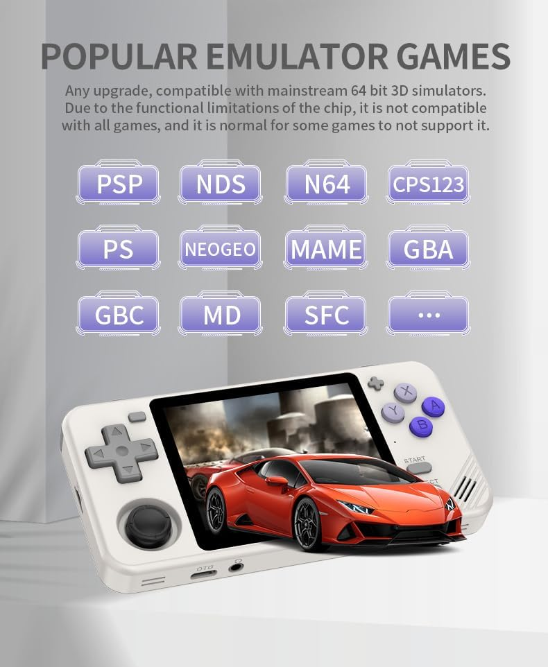 Consola retro Powkiddy RGB10X 64GB cu jocuri, quad core Cortex-A35 1.5GHz, 1GB RAM, IPS LCD 3.5" 640x480 4:3, acumulator 2800 mAh, gri, portabila [8]