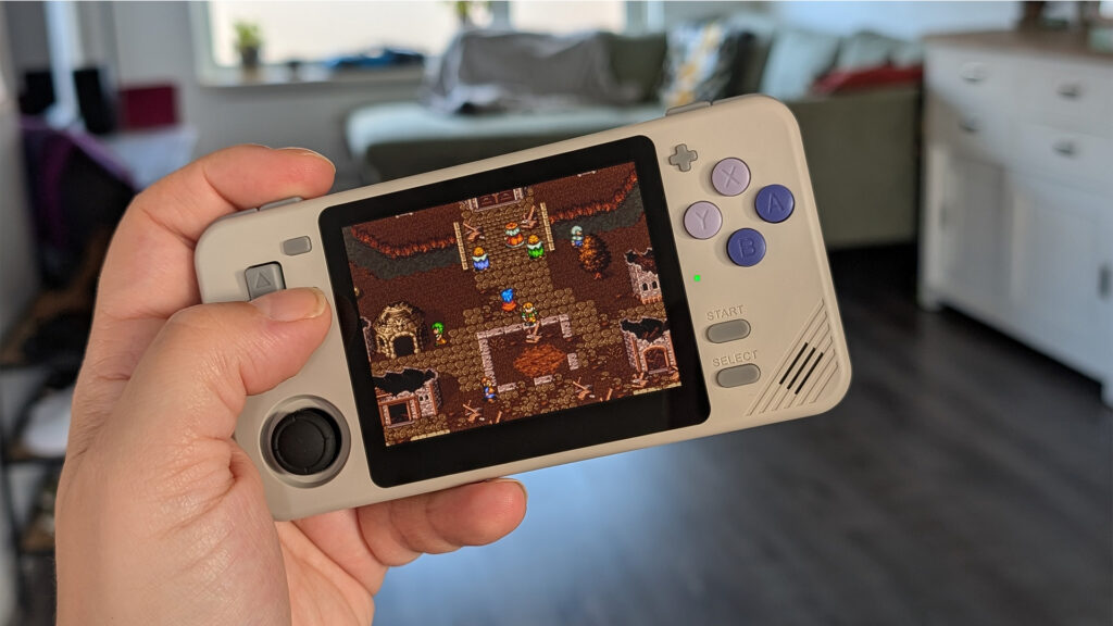Consola retro Powkiddy RGB10X 64GB cu jocuri, quad core Cortex-A35 1.5GHz, 1GB RAM, IPS LCD 3.5" 640x480 4:3, acumulator 2800 mAh, gri, portabila [10]