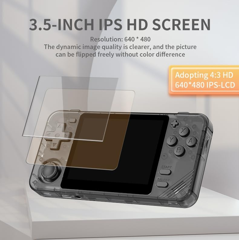 Consola retro Powkiddy RGB10X 64GB cu jocuri, quad core Cortex-A35 1.5GHz, 1GB RAM, IPS LCD 3.5" 640x480 4:3, acumulator 2800 mAh, neagra, portabila [8]