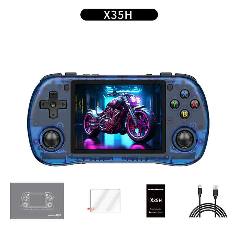 Consola retro Powkiddy X35H 64GB cu jocuri, quad core Cortex-A55 2.0GHz, 1GB RAM, IPS LCD 3.5" 640x480 4:3, acumulator 3000 mAh, bluetooth, albastra, portabila [4]