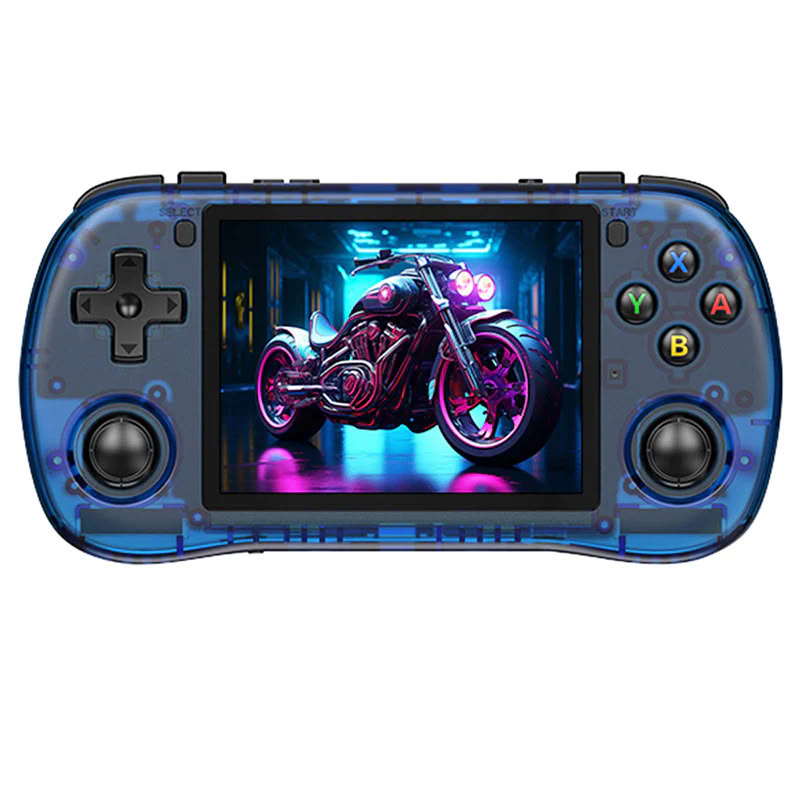 Consola retro Powkiddy X35H 64GB cu jocuri, quad core Cortex-A55 2.0GHz, 1GB RAM, IPS LCD 3.5" 640x480 4:3, acumulator 3000 mAh, bluetooth, albastra, portabila [1]