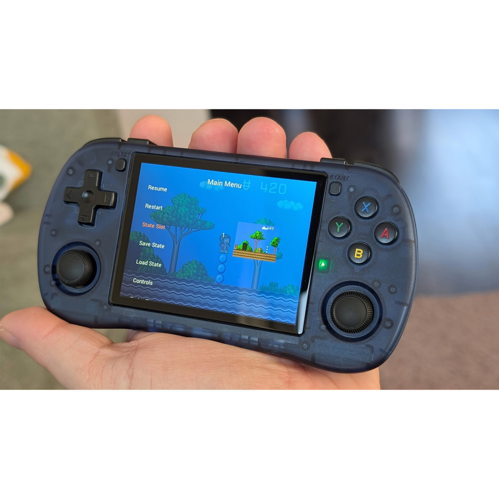 Consola retro Powkiddy X35H 64GB cu jocuri, quad core Cortex-A55 2.0GHz, 1GB RAM, IPS LCD 3.5" 640x480 4:3, acumulator 3000 mAh, bluetooth, albastra, portabila [6]