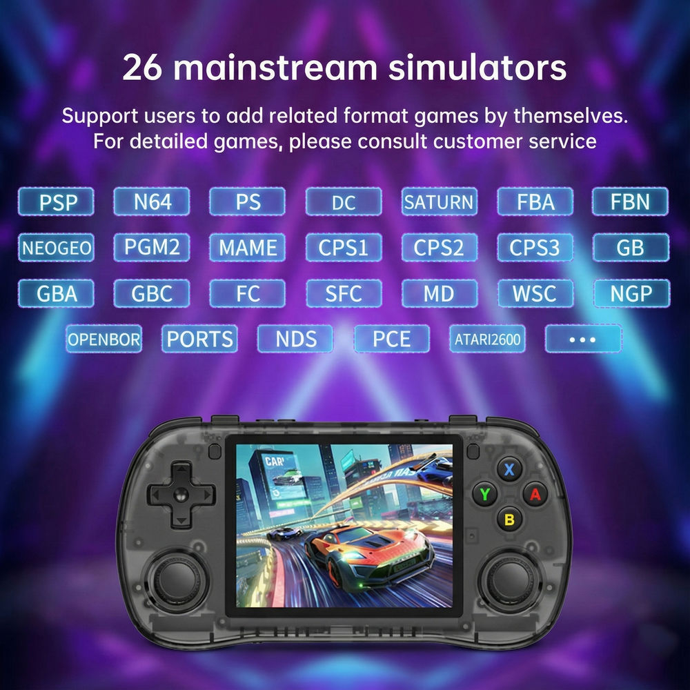 Consola retro Powkiddy X35H 64GB cu jocuri, quad core Cortex-A55 2.0GHz, 1GB RAM, IPS LCD 3.5" 640x480 4:3, acumulator 3000 mAh, bluetooth, neagra, portabila [6]