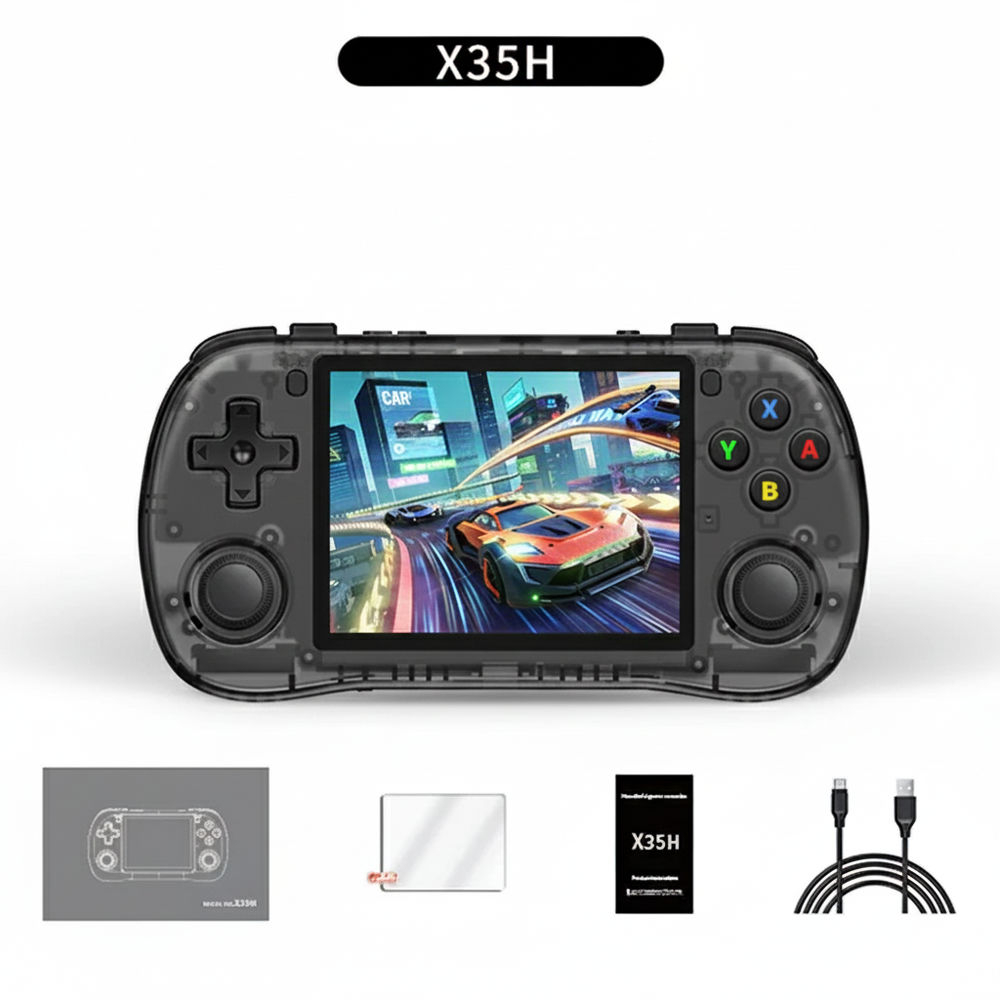Consola retro Powkiddy X35H 64GB cu jocuri, quad core Cortex-A55 2.0GHz, 1GB RAM, IPS LCD 3.5" 640x480 4:3, acumulator 3000 mAh, bluetooth, neagra, portabila [7]