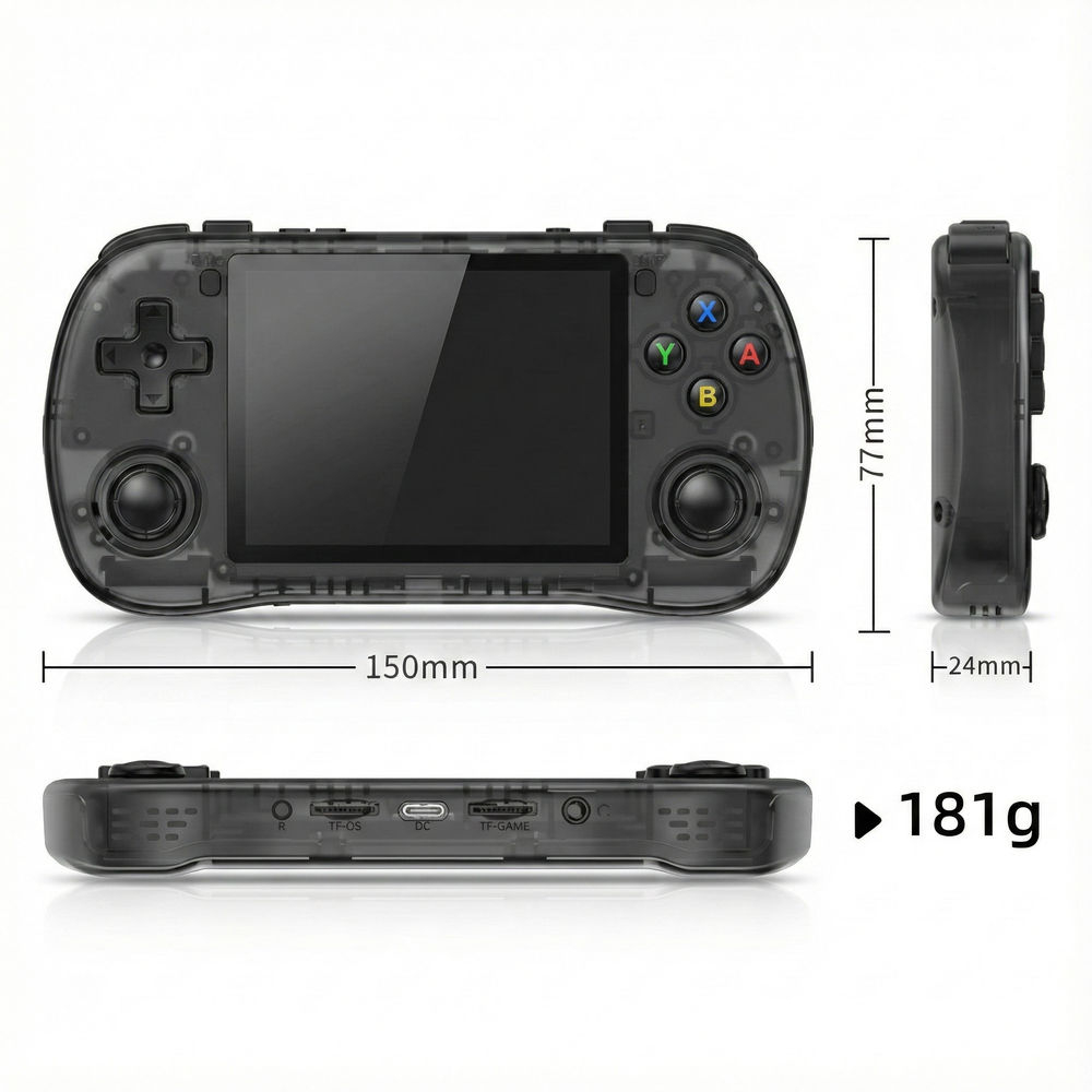 Consola retro Powkiddy X35H 64GB cu jocuri, quad core Cortex-A55 2.0GHz, 1GB RAM, IPS LCD 3.5" 640x480 4:3, acumulator 3000 mAh, bluetooth, neagra, portabila [2]