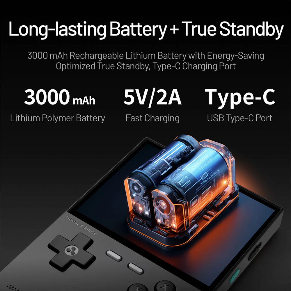 Consola retro TRIMUI Brick 64GB cu jocuri, quad core Cortex-A53 2.0GHz, 1GB RAM, IPS LCD 3.2" 1024x768 4:3, acumulator 3000 mAh, WiFi, Bluetooth, indigo, portabila [6]