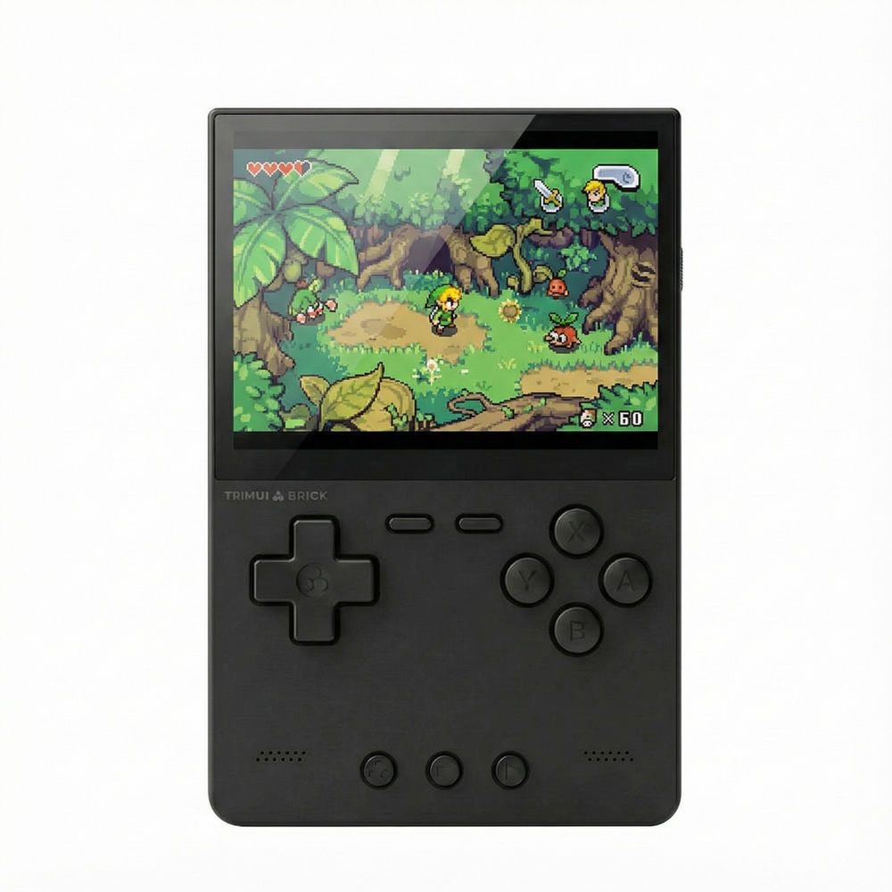 Consola retro TRIMUI Brick 64GB cu jocuri, quad core Cortex-A53 2.0GHz, 1GB RAM, IPS LCD 3.2" 1024x768 4:3, acumulator 3000 mAh, WiFi, Bluetooth, neagra, portabila [1]