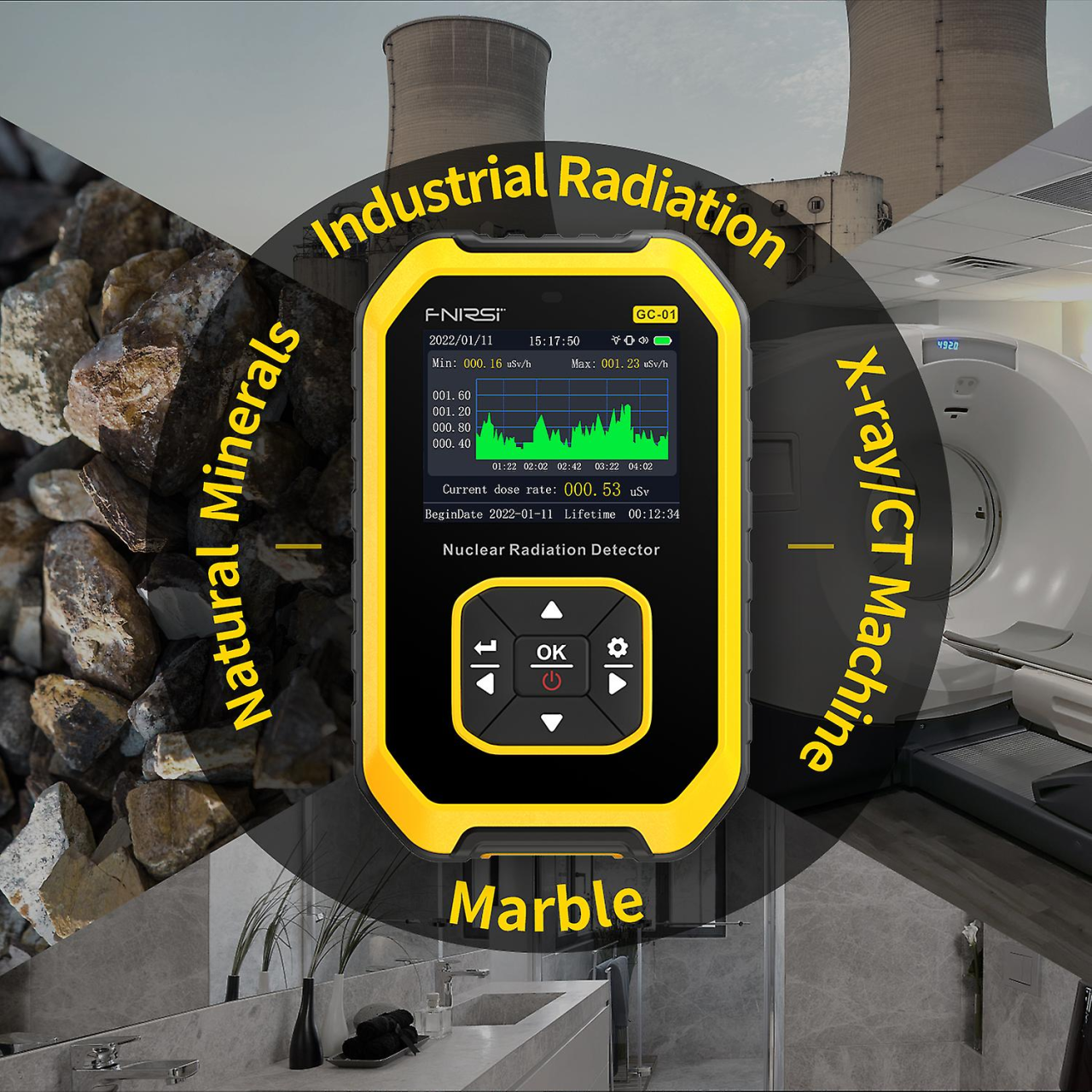 Detector de radiatii Geiger LCD Fnirsi GC-01, unelte de masura [9]