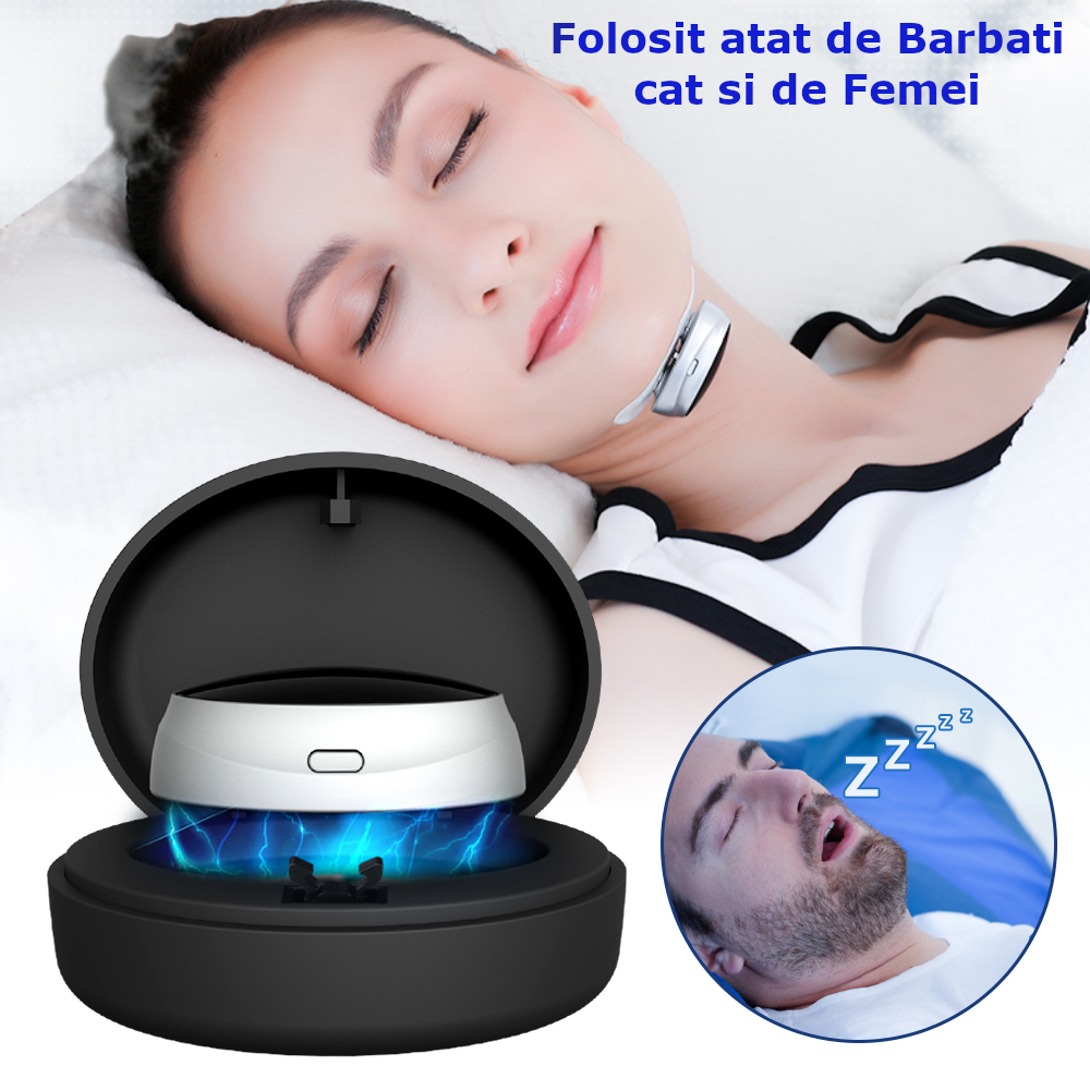 Dispozitiv Inteligent Anti-Sforait Clavi, Portabil, Tehnologie EMS, Imbunatateste Calitatea Somnului, Detecteaza Sforaitul, Regleaza Ritmul Respiratiei, Amelioreaza Apneea, USB, Negru [4]