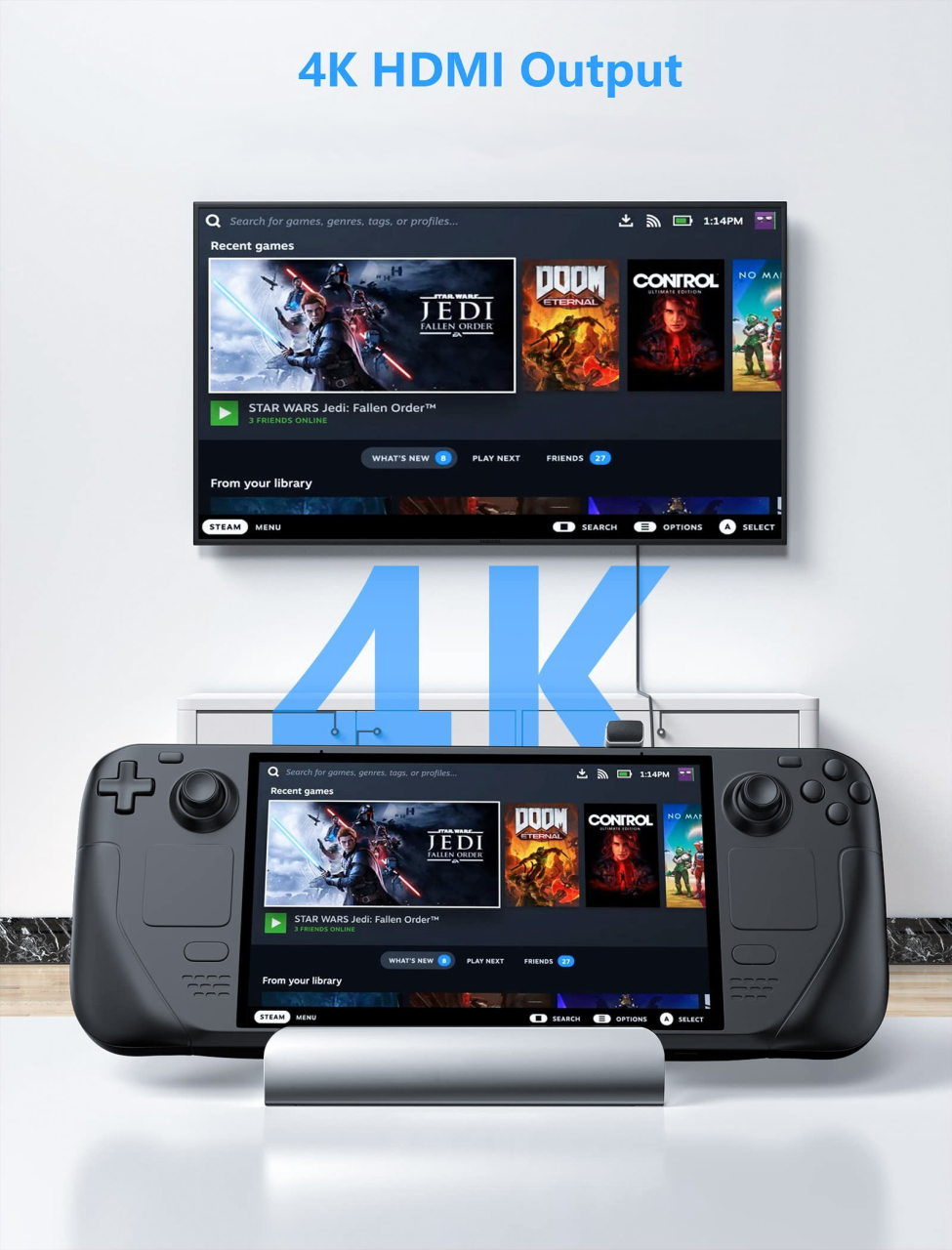 Docking Station Bakeey pentru Steam Deck, 3 x USB 3.0, HDMI 4K@60Hz, Gigabit Ethernet 1000Mbps si PD Hub de 60W [7]