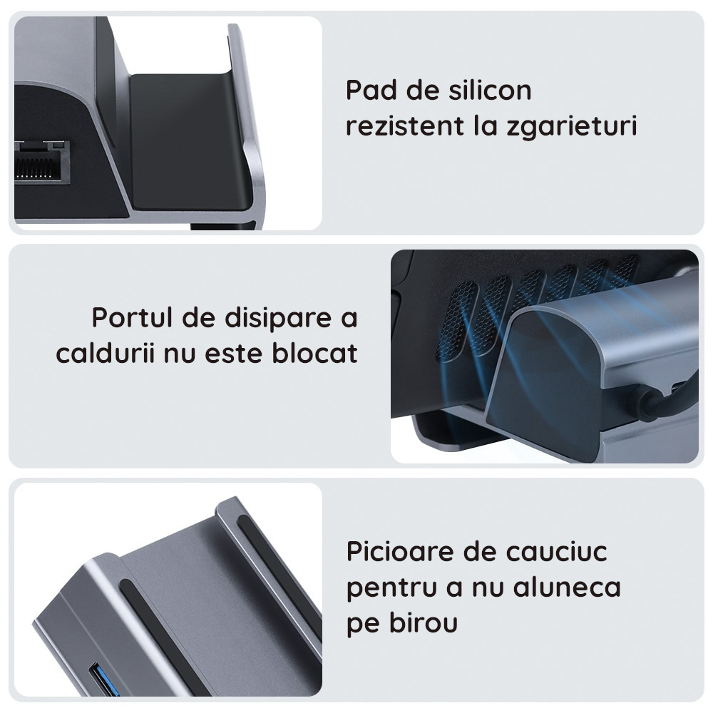 Docking Station Bakeey pentru Steam Deck, 3 x USB 3.0, HDMI 4K@60Hz, Gigabit Ethernet 1000Mbps si PD Hub de 60W [4]