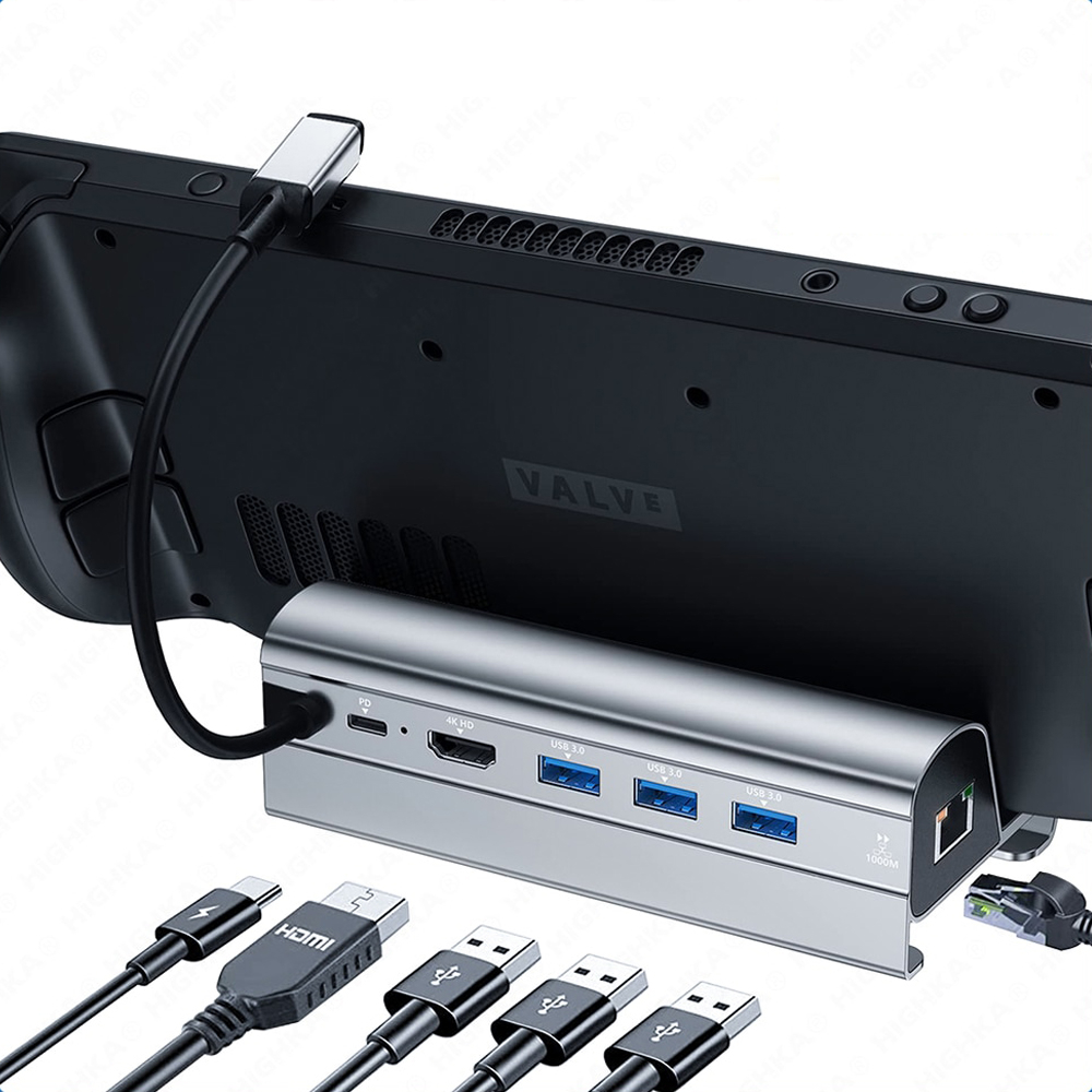 Docking Station Bakeey pentru Steam Deck, 3 x USB 3.0, HDMI 4K@60Hz, Gigabit Ethernet 1000Mbps si PD Hub de 60W [3]
