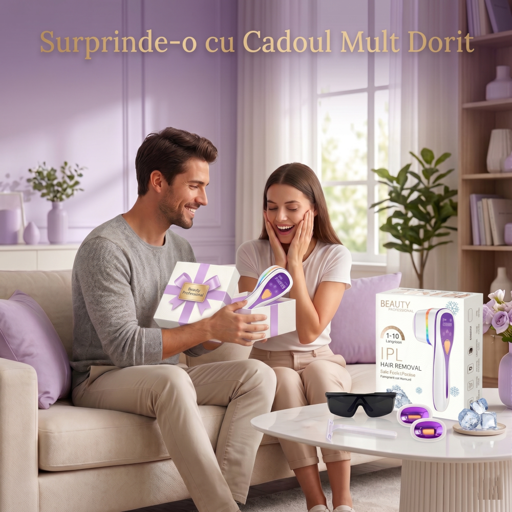 Epilator IPL 3 IN 1, Premium Clavi, Epilare Definitiva fara Durere, Inovatie Cap Rotativ 180°, 10 Nivele de Intensitate, Tehnologie Ice-Cooling, Senzor Piele cu Lumina LED, Alb/Mov [14]