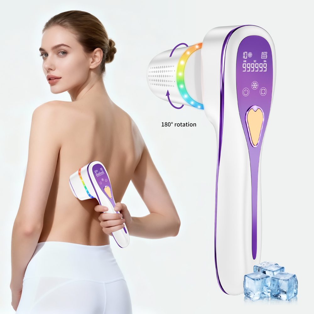 Epilator IPL 3 IN 1, Premium Clavi, Epilare Definitiva fara Durere, Inovatie Cap Rotativ 180°, 10 Nivele de Intensitate, Tehnologie Ice-Cooling, Senzor Piele cu Lumina LED, Alb/Mov [13]