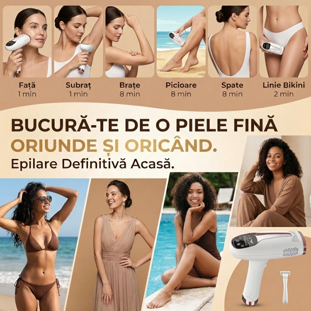 Epilator IPL Clavi, 999 999 Pulsatii, Epilare Definitiva, pentru Femei si Barbati, 5 Trepte de Intensitate, Indeparteaza Parul de pe Corp, Brate, Picioare, Axila, Facial si Inghinal, Alb [8]