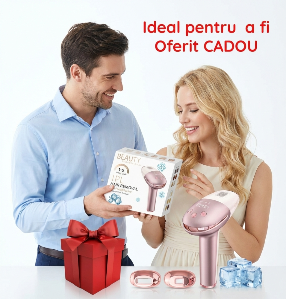Epilator IPL Clavi, Premium, Functie ICE Cool cu Racire, Epilare Definitiva, Intinerire Piele, Reducere Acnee, 9 Trepte de Intensitate, 999 999 Pulsatii, 2 Capete de Schimb, Senzor Piele, Roz [12]