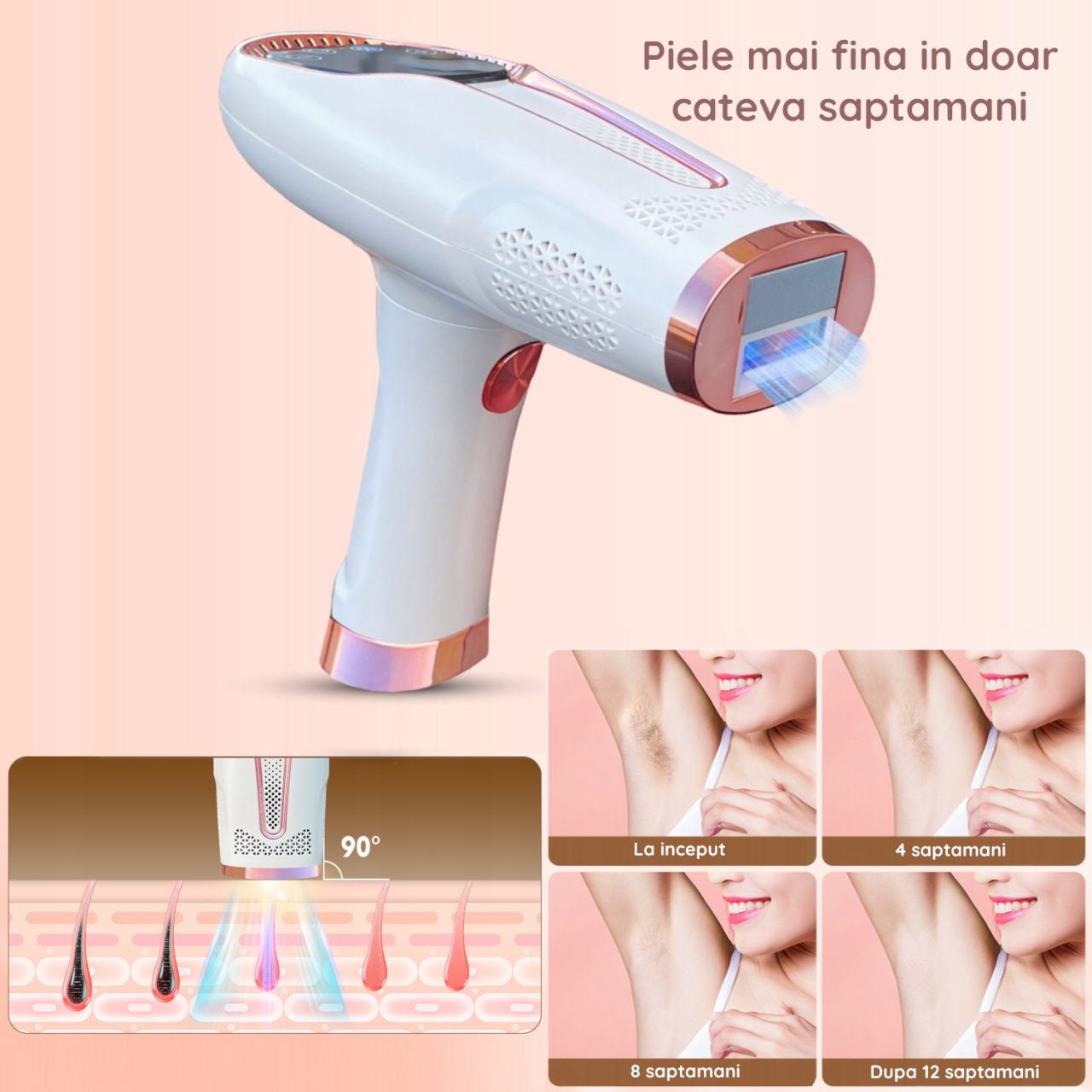 Epilator IPL Clavi, Ultimate, Functie ICE Cool cu Racire, Epilare Definitiva, Intinerire Piele, Reducere Acnee, 9 Trepte de Intensitate, 999 999 Pulsatii, Senzor Piele, Alb Nature [10]
