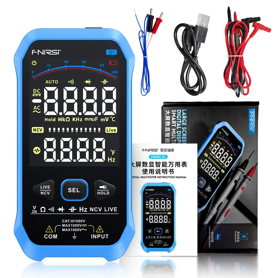 Multimetru digital FNIRSI S1, masoara tensiunea, intensitatea, rezistenta, capacitatea, temperatura, testarea continuitatii, portabil, precis, compact [2]