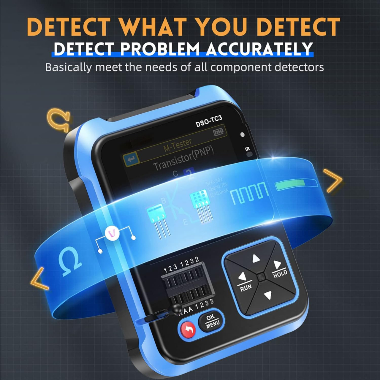 Osciloscop digital DSO-TC3 (High Profile), MOSMAOO®, Generator de semnal, Tester de tranzistori, Cu rol de multimetru, Masoara temperatura si umiditatea, Cu senzor infrarosu, Albastru [3]