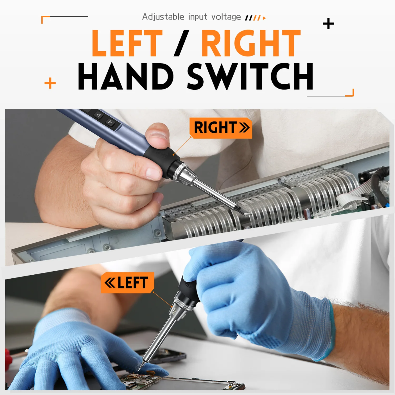 Pistol de lipit letcon FNIRSI HS-01, 9-20V, PD 65W, 80 - 420 °C, ecran OLED 0.87", reglarea temperaturii, precizie ±2°C, negru, set de baza cu alimentare la priza [6]