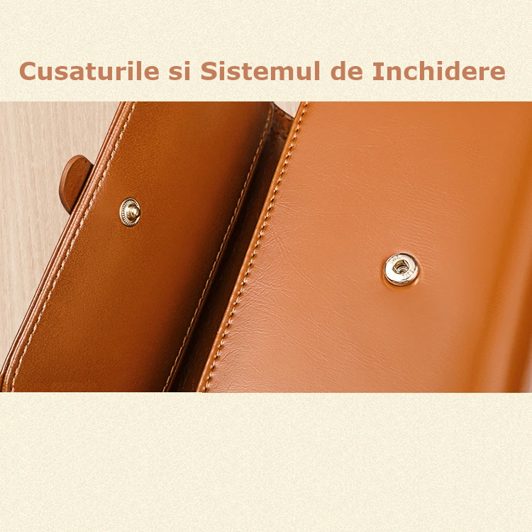 Portofel de Dama Din Piele Naturala, Clavi, Compact, Design Vintage, Blocare RFID, 9x14x3cm, Maro [9]