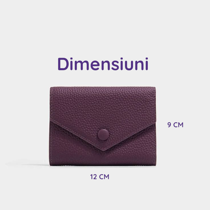 Portofel de Dama din Piele Naturala Clavi, Moale, Delicat, Protectie RFID, Mini Clutch Scurt, Dimensiuni 12x9x3 cm, Mov [5]