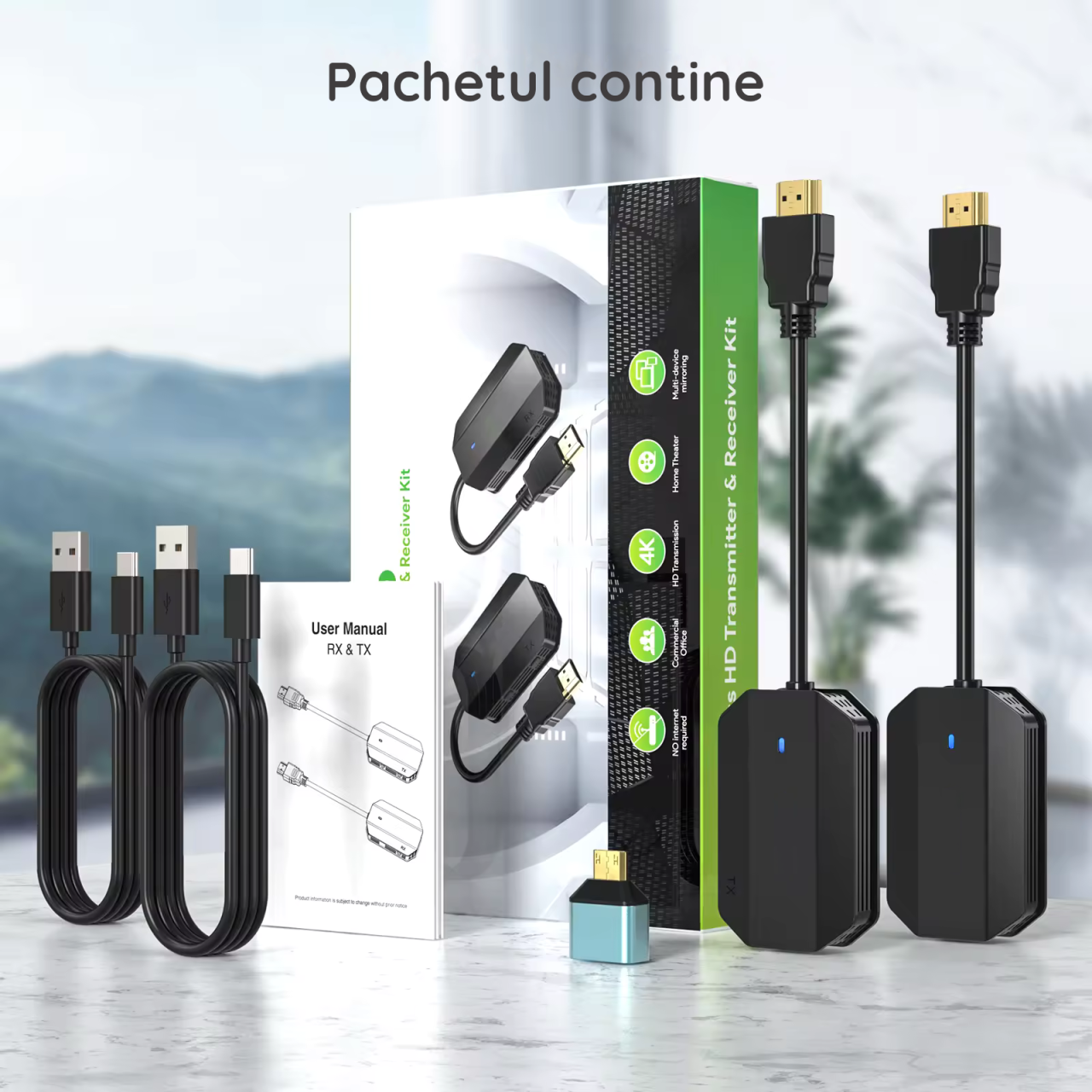 Set adaptoare extender wireless HDMI cu transmitator si receptor, Full HD, 1080p, 60Hz [4]