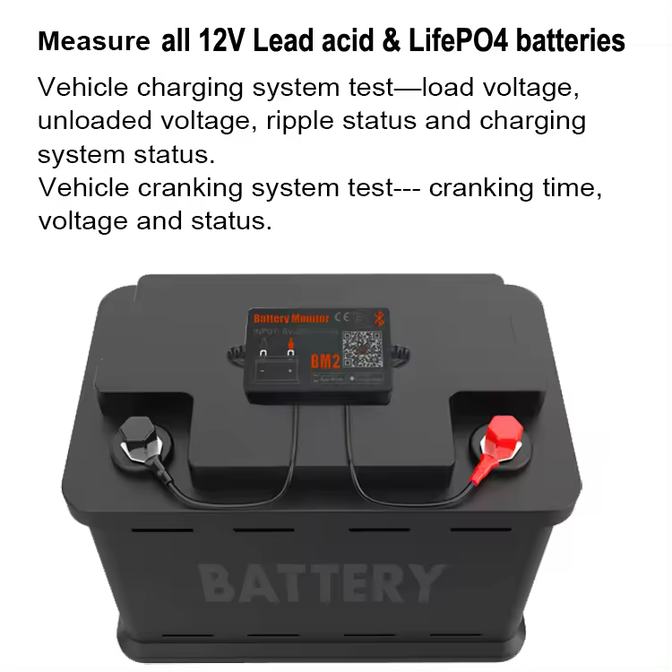 Tester de baterie auto BM2 6V 12V 24V, monitorizare prin Bluetooth, aplicatie pe telefon, pentru masina, camion, motocicleta, SUV, barca [3]
