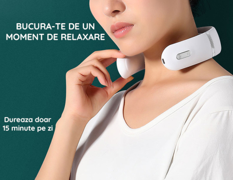 Aparat de Masaj Cervical Multifunctional 3D Clavi, Portabil, Impulsuri Electromagnetice, Telecomanda si Voce, pentru Dureri de Gat si Spate, 5 Moduri de Masaj, 16 Nivele de Intensitate, Alb [2]