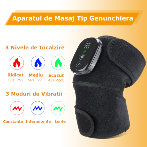 Aparat de Masaj pentru Genunchi Clavi, Multifunctional, Amelioreaza Durerea de Genunchi, Umeri, Coate, 3 Functii de Masaj, 3 Nivele de Incalzire, Genunchiera cu Afisaj Digital, Acumulator 5000 mAh, Ma [5]