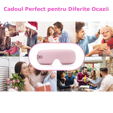 Aparat de Masaj pentru Ochi Clavi, Bluetooth, Muzica Ambientala, 4 Moduri de Masaj, Compresie Termica, Presopunctura, Perne de Aer, Vibratii, Reincarcabil USB, Banda Reglabila, Relaxare si Stimulare V [10]