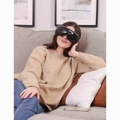 Aparat de Masaj pentru Ochi Clavi, Bluetooth, Muzica Ambientala, 4 Moduri de Masaj, Compresie Termica, Presopunctura, Perne de Aer, Vibratii, Reincarcabil USB, Banda Reglabila, Relaxare si Stimulare Vizuala, Negru [7]
