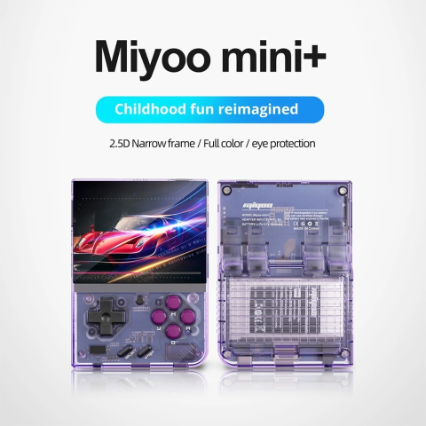 Consola de joc Miyoo Mini Plus, culoare mov transparent, portabila, suport pentru 15+ emulatoare retro [2]