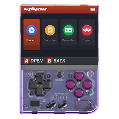 Gaming - Consola de joc Miyoo Mini Plus, culoare mov transparent, portabila, suport pentru 15+ emulatoare retro