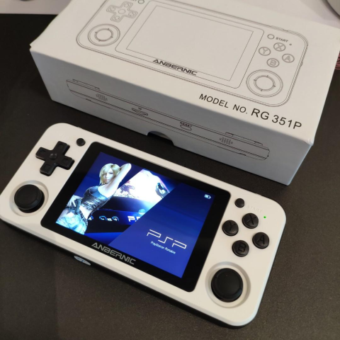 Consola de jocuri retro portabila ANBERNIC RG351P 64GB, quad core Cortex-A35 1.5GHz, RAM 1GB DDR3, Display 3.5 inch IPS 320x480, acumulator 3500 mAh, alba [13]