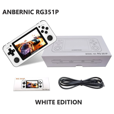 Consola de jocuri retro portabila ANBERNIC RG351P 64GB, quad core Cortex-A35 1.5GHz, RAM 1GB DDR3, Display 3.5 inch IPS 320x480, acumulator 3500 mAh, alba [11]