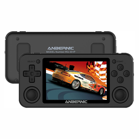 Consola de jocuri retro portabila ANBERNIC RG351P 64GB, quad core Cortex-A35 1.5GHz, RAM 1GB DDR3, Display 3.5 inch IPS 320x480, acumulator 3500 mAh, neagra [3]