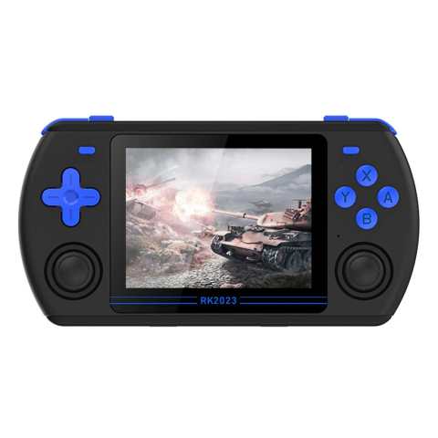 Gaming - Consola de jocuri retro Powkiddy RK2023 128GB, culoare neagra, portabila, suport pentru 23+ emulatoare retro