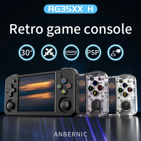 Consola portabila retro ANBERNIC RG35XX H cu jocuri, quad core Cortex-A53 1.5GHz, 1GB LPDDR4, IPS LCD 3.5" 640x480, 3300 mAh, WiFi 5, Bluetooth 4.2, alb transparent [14]