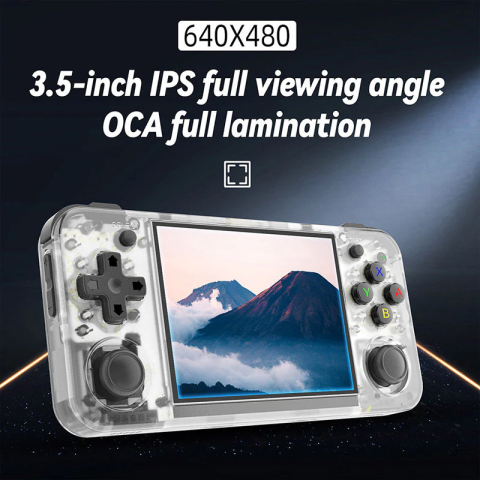 Consola portabila retro ANBERNIC RG35XX H cu jocuri, quad core Cortex-A53 1.5GHz, 1GB LPDDR4, IPS LCD 3.5" 640x480, 3300 mAh, WiFi 5, Bluetooth 4.2, alb transparent [6]