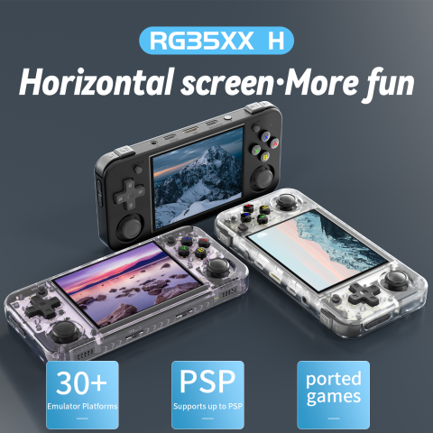 Consola portabila retro ANBERNIC RG35XX H cu jocuri, quad core Cortex-A53 1.5GHz, 1GB LPDDR4, IPS LCD 3.5" 640x480, 3300 mAh, WiFi 5, Bluetooth 4.2, negru [15]