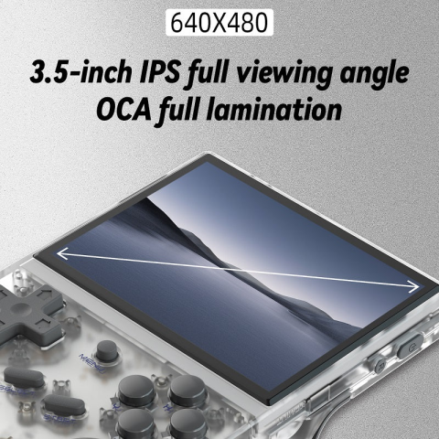 Consola retro ANBERNIC RG35XX 64GB cu jocuri, quad core Cortex-A53 1.5GHz, 1GB LPDDR4, IPS LCD 3.5" 640x480 4:3, acumulator 2600 mAh, alb transparent, portabila [8]