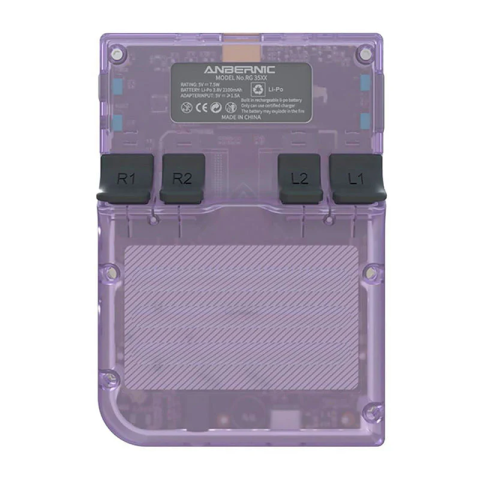 Consola retro ANBERNIC RG35XX 64GB cu jocuri, quad core Cortex-A53 1.5GHz, 1GB LPDDR4, IPS LCD 3.5" 640x480 4:3, acumulator 2600 mAh, mov transparent, portabila [13]